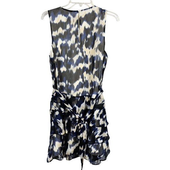 Smudged Polka Dot Navy Black White Tiered Mini Summer Business Casual Dress Sz M - Picture 9 of 14